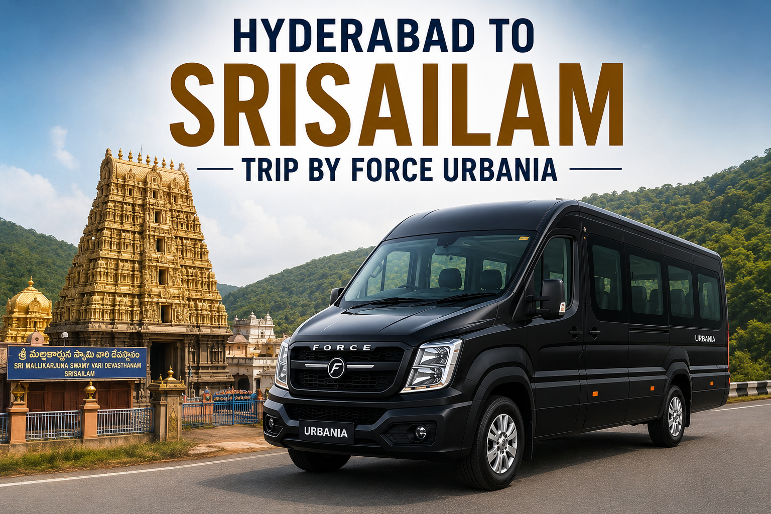 Hyderabad to Srisailam Trip by Force UrbaniaHyderabad to Srisailam Trip by Force Urbania