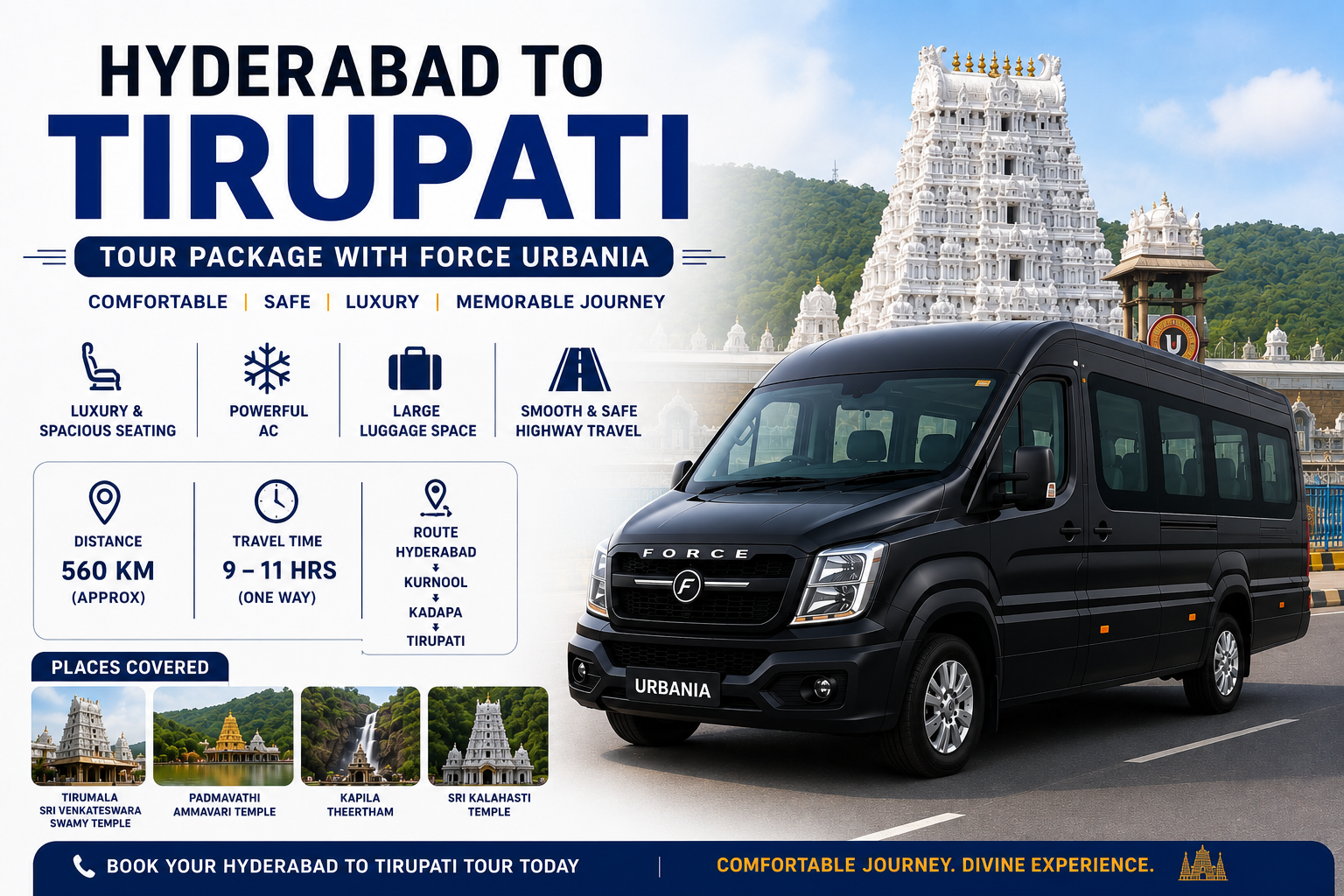 hyderabad to tirupati force urbania